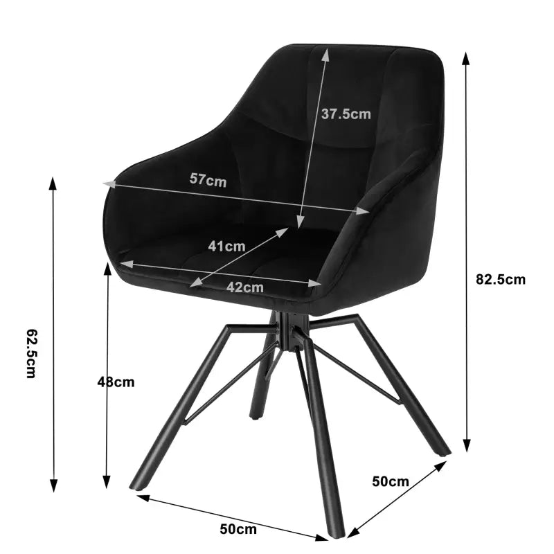 BukkitBow - Eetkamerstoel / Keukenstoel - Dik gevoerde Lederen/Fluwelen Stoel - 360 Graden Draaibaar - Zithoogte 48CM