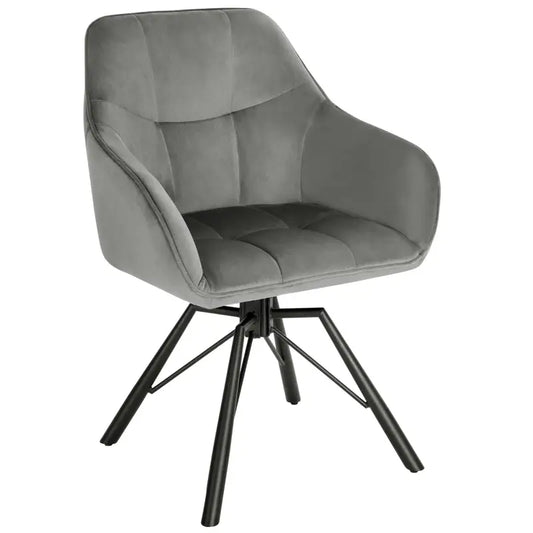 BukkitBow - Eetkamerstoel / Keukenstoel - Dik gevoerde Lederen/Fluwelen Stoel - 360 Graden Draaibaar - Zithoogte 48CM