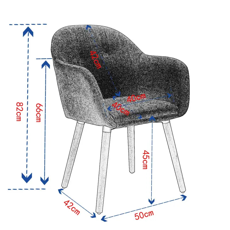 BukkitBow - Eetkamerstoel van Linnen of Fluweel - met Massief Houten Poten - Ergonomisch en Veelzijdig - Zithoogte: 45CM