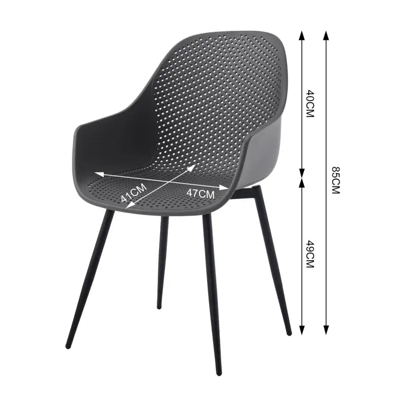 BukkitBow - Eetkamerstoelen Set van 2 - Moderne Keukenstoel - Holle Rug - Metalen Poten