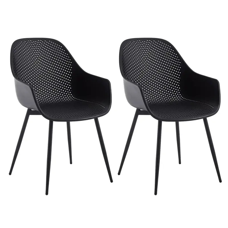 BukkitBow - Eetkamerstoelen Set van 2 - Moderne Keukenstoel - Holle Rug - Metalen Poten
