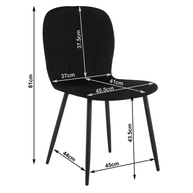 BukkitBow - Eetkamerstoelen Set van 4 - Ergonomische Keukenstoelen - Fluwelen Zitting - Metalen Poten