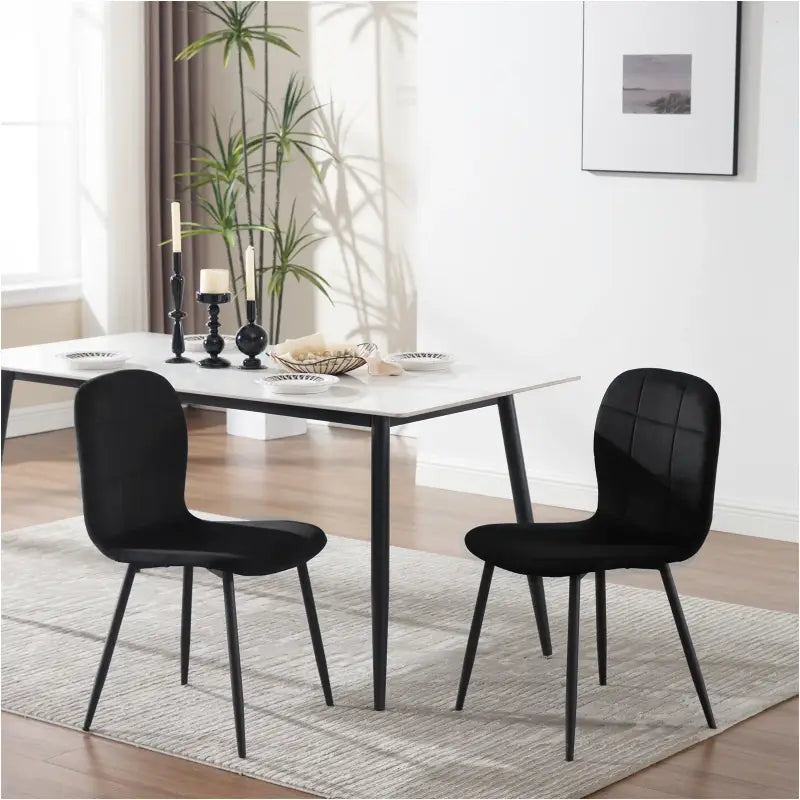 BukkitBow - Eetkamerstoelen Set van 4 - Ergonomische Keukenstoelen - Fluwelen Zitting - Metalen Poten