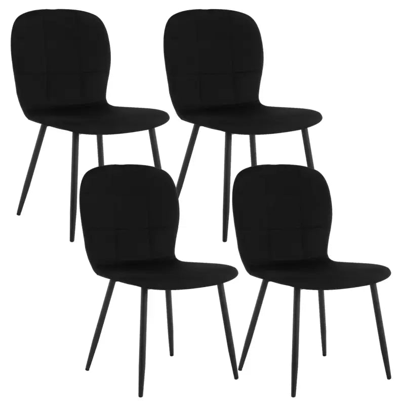 BukkitBow - Eetkamerstoelen Set van 4 - Ergonomische Keukenstoelen - Fluwelen Zitting - Metalen Poten
