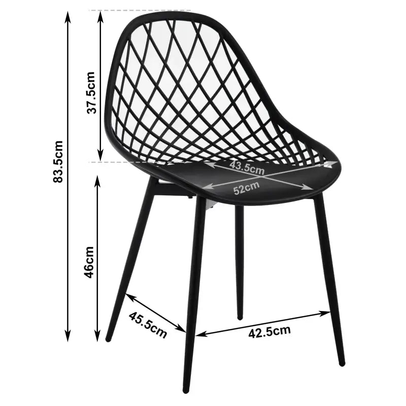 BukkitBow - Eetkamerstoelen Set van 4 - Holle Rugleuning - Scandinavisch Design - Metalen Poten - Keukenstoelen