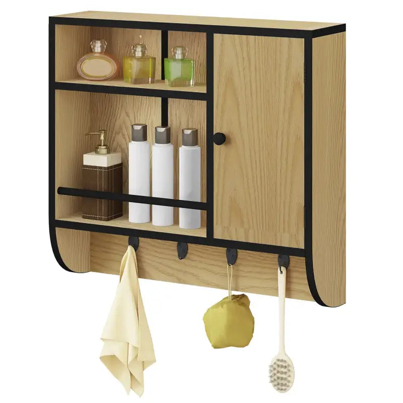 BukkitBow - Eiken Badkamermeubel - Badkamer Wandkast - Verstelbare Planken - Maximaal 7 kg per Lade - Industrieel Ontwerp - 58x52x15 cm