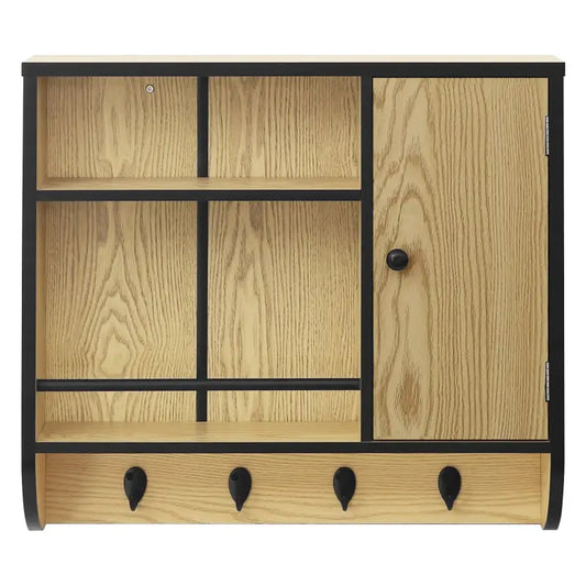 BukkitBow - Eiken Badkamermeubel - Badkamer Wandkast - Verstelbare Planken - Maximaal 7 kg per Lade - Industrieel Ontwerp - 58x52x15 cm