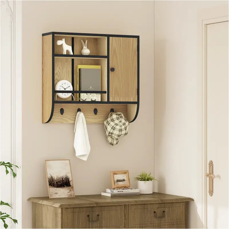 BukkitBow - Eiken Badkamermeubel - Badkamer Wandkast - Verstelbare Planken - Maximaal 7 kg per Lade - Industrieel Ontwerp - 58x52x15 cm