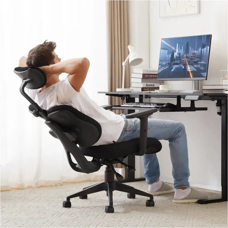 BukkitBow - Ergonomische Bureaustoel - Ademende Mesh - Verstelbaar - 135° Kantelbare Rugleuning - Robuuste Metaal PP Constructie - 150kg Capaciteit