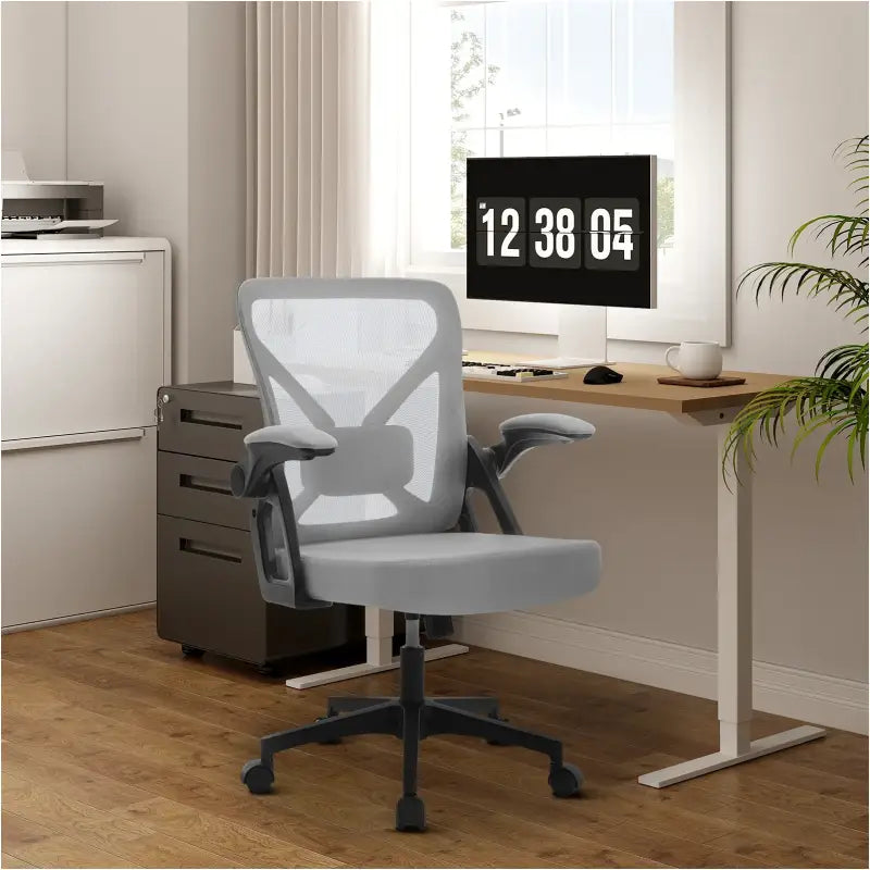 BukkitBow - Ergonomische Bureaustoel - Ademende Rugleuning - Wegklapbare Armleuningen - Hoogte: 46,5-56CM
