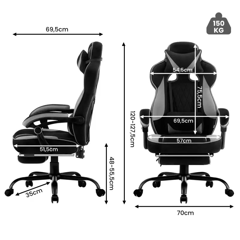 BukkitBow - Ergonomische Gamingstoel / Bureaustoel - Kunstleder of Mesh met Metalen Onderstel - Verstelbaar in Hoogte: 48-55,5CM