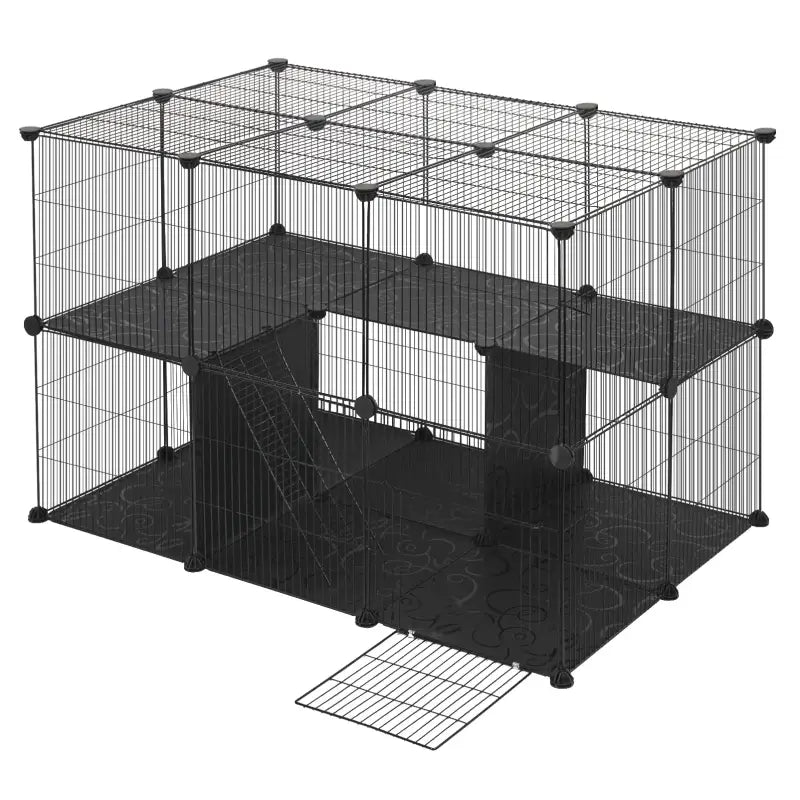 BukkitBow - Flexibele Knaagdieren Ren - Konijn & Knaagdieren Ren met 2 Verdiepingen - Inclusief Ladder - 105X70X70CM