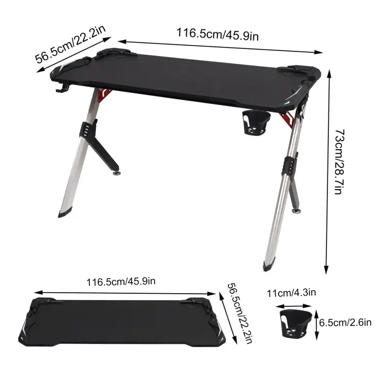 BukkitBow - Gaming Bureau Met Bekerhouder en Headset Stand - met RGB Verlichting - 116,5x56,5x73 cm