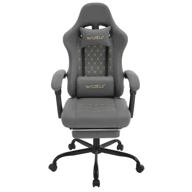 BukkitBow - Gaming Stoel met Massage Kussen en Voetsteun - Metaal/Technologische Stof/PU Wielen - Verstelbare Rugleuning en Hoogte