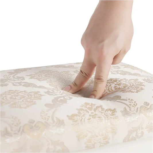 BukkitBow - Gewatteerde Kruk - Vintage stijl kruk met Patroon – Piano Kruk / Make Up Kruk voor Kaptafel - Mini Dressoir - 40X30X50CM - Creme