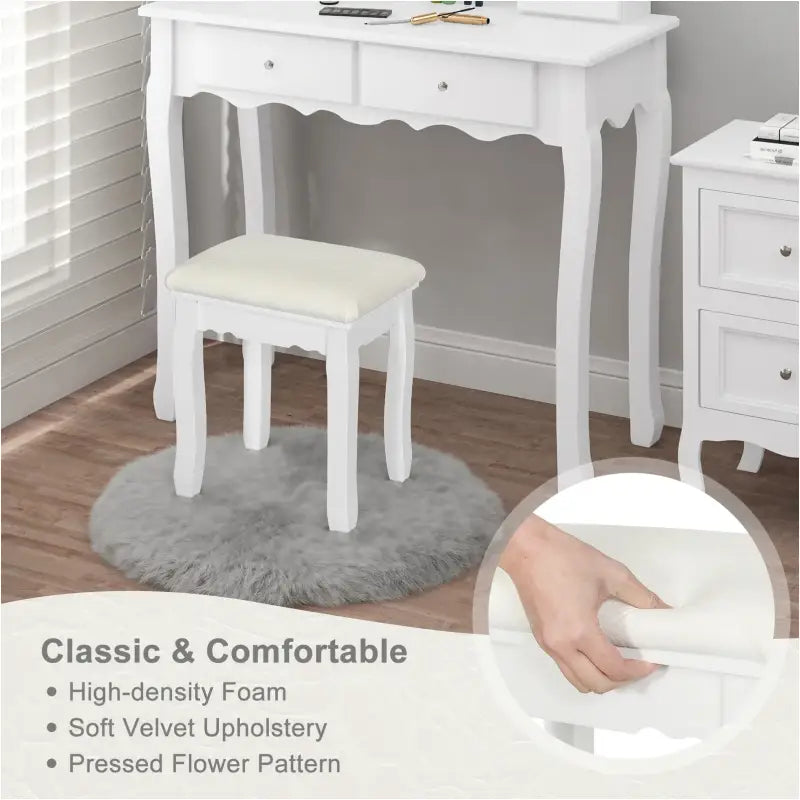 BukkitBow - Gewatteerde Kruk - Vintage stijl kruk met Patroon – Piano Kruk / Make Up Kruk voor Kaptafel - Mini Dressoir - 38X28.5X45CM