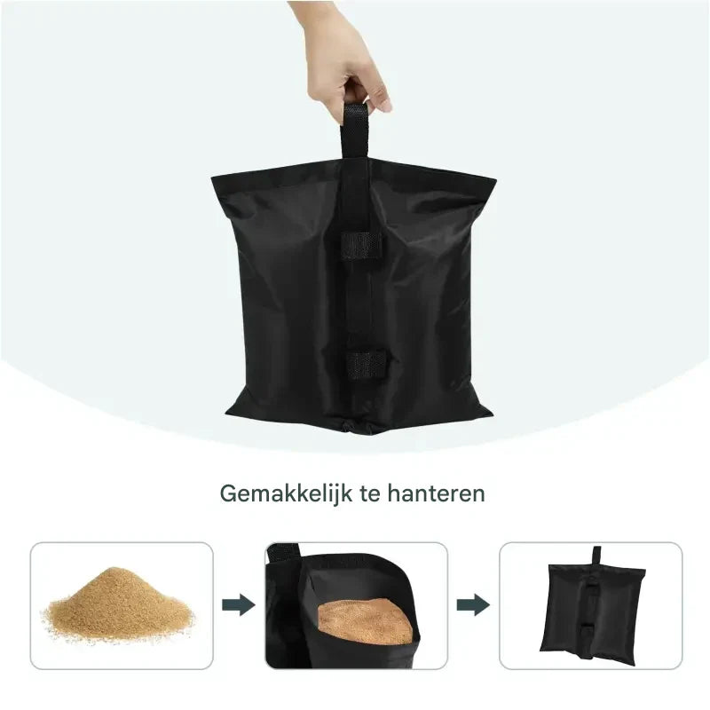 BukkitBow - Gewichtszakken β Set van 4 Zandzakken voor Partytent, Parasol en Tuinmeubilair β 37x34 cm β Zwart