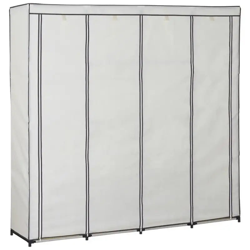 BukkitBow - Grote Kledingkast met Anti-Stofhoes - Niet-geweven en Stalen Buis - Grijs met Crème - 174x46x169cm