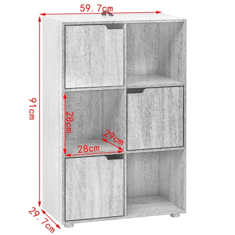BukkitBow – Hoekboekenkast met Deuren – 6 Kubussen – 59.7x29.7x91 cm – Compact Formaat