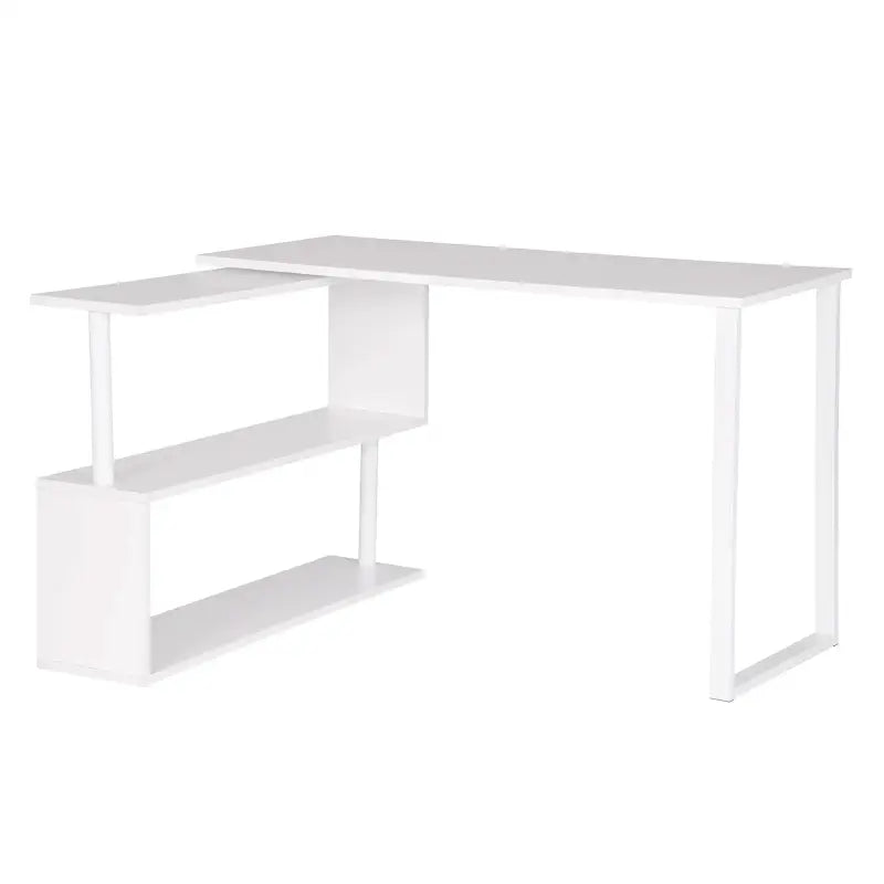 BukkitBow - Hoekbureau - Houten Bureau met Dubbele Planken voor Opbergruimte - Opbergruimte 180 Graden Draaibaar - Perfect voor Thuistudie