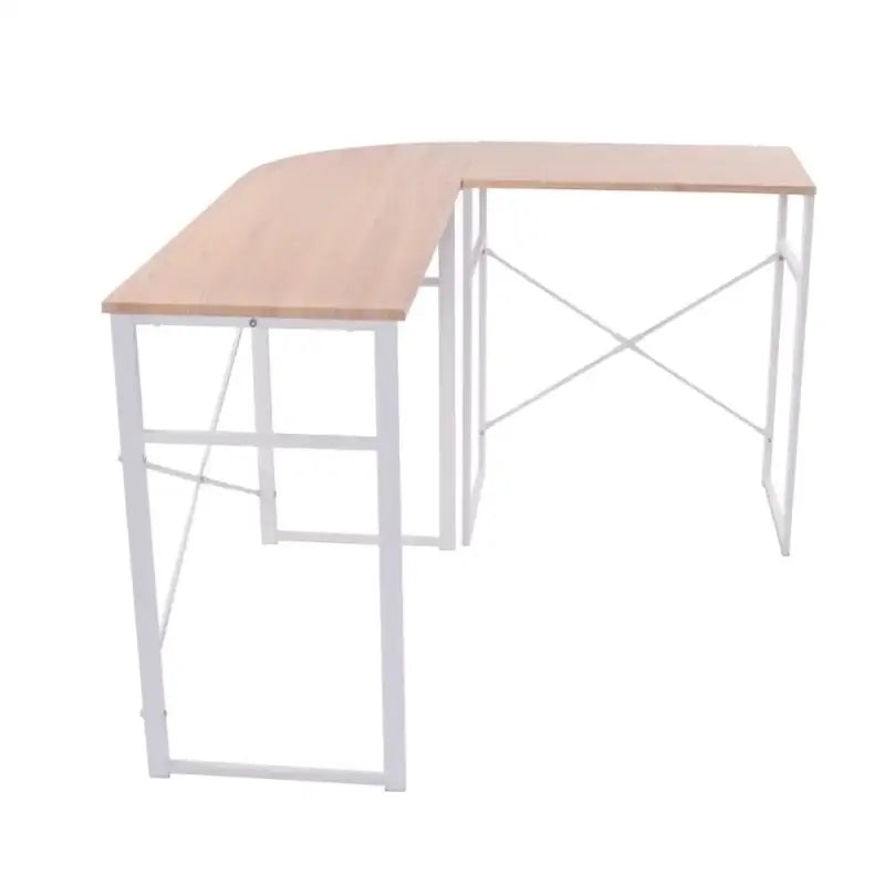 BukkitBow - Hoekbureau met Ronde Bocht - Stevig Hout en Wit Stalen Frame - 83x40CM & 63x40cm