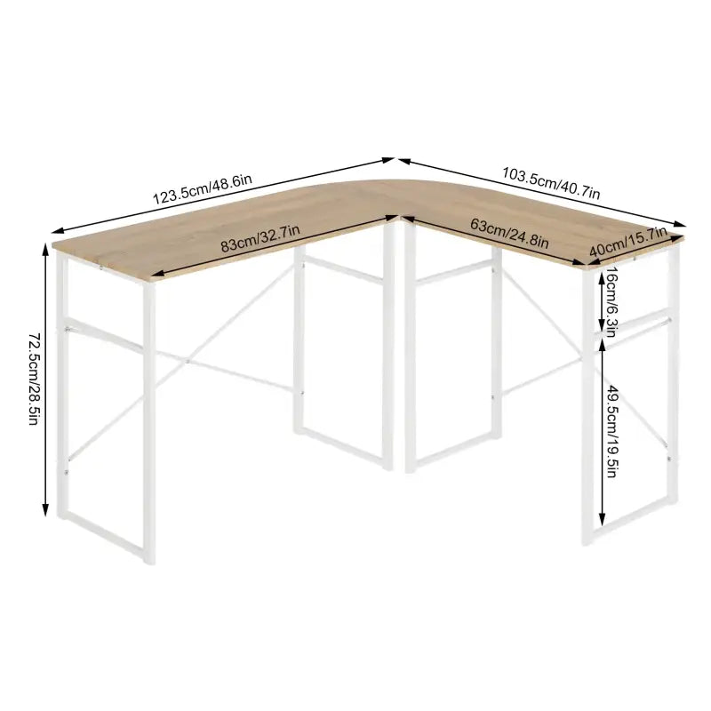BukkitBow - Hoekbureau met Ronde Bocht - Stevig Hout en Wit Stalen Frame - 83x40CM & 63x40cm