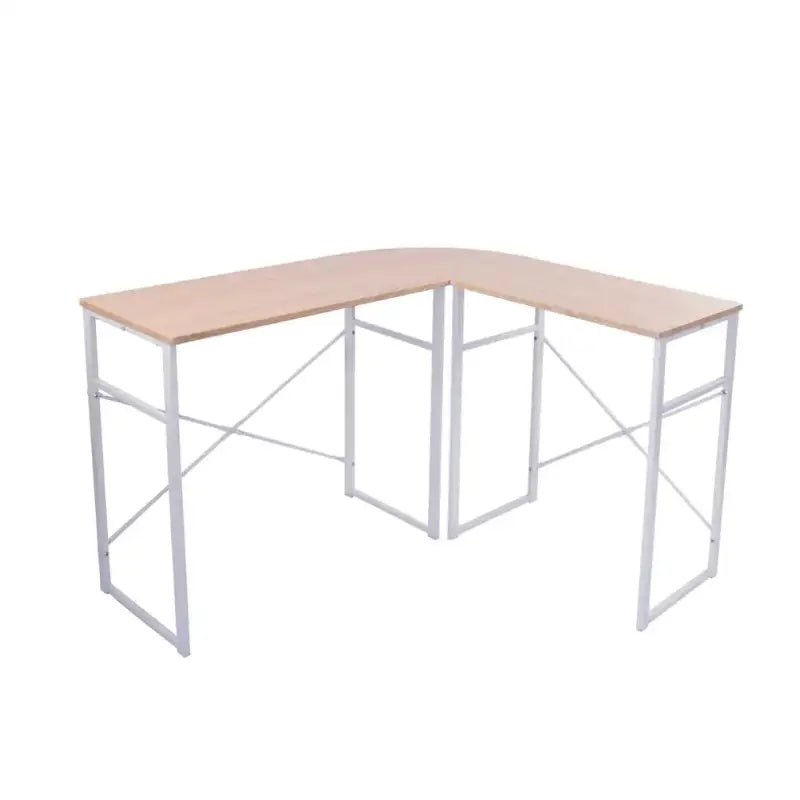BukkitBow - Hoekbureau met Ronde Bocht - Stevig Hout en Wit Stalen Frame - 83x40CM & 63x40cm