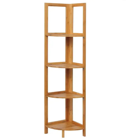 BukkitBow - Hoekplank / Wandplank - Bamboe Kast - 4 Opslagniveaus - Veelzijdig Gebruik - Robuust en Stabiel - 27x27x120CM