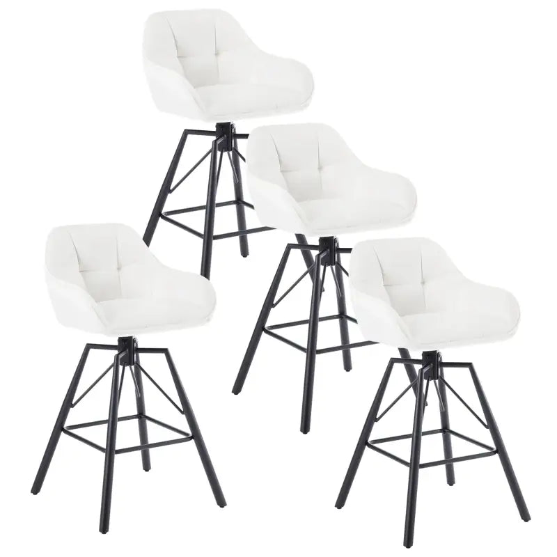 BukkitBow - Hoge Luxe Barkrukken Velvet / Vluweel - Met rugleuning en Armleuning met Patroon en Voetensteun - 360 Graden Draaibaar - Set van 4 Stuks