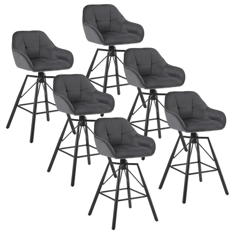 BukkitBow - Hoge Luxe Barkrukken Velvet / Vluweel - Met rugleuning en Armleuning met Patroon en Voetensteun - 360 Graden Draaibaar - Set van 6 Stuks