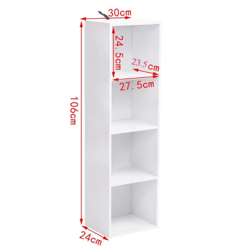 BukkitBow - Houten Boekenkast met 4 Kubus Rekken - Opslag Meubilair voor Woonkamer Slaapkamer - 30x24x106CM