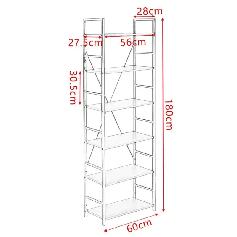 BukkitBow - Houten Planken met 6 Tiers - Boekenkast Garage Schuur Opbergrek - Multifunctioneel Organisator - 27,5x60x180cm