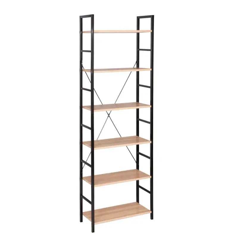 BukkitBow - Houten Planken met 6 Tiers - Boekenkast Garage Schuur Opbergrek - Multifunctioneel Organisator - 27,5x60x180cm