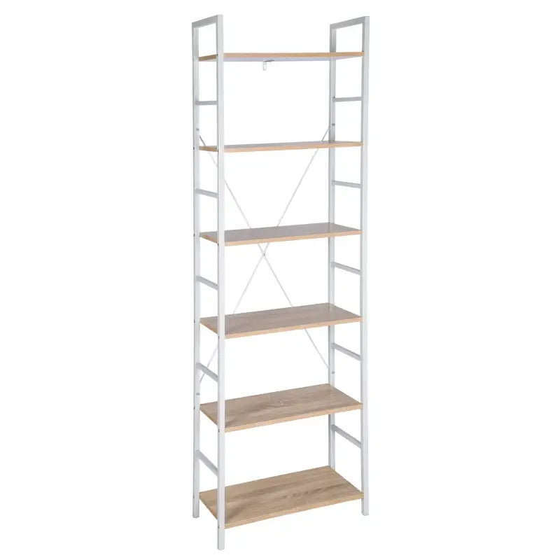 BukkitBow - Houten Planken met 6 Tiers - Boekenkast Garage Schuur Opbergrek - Multifunctioneel Organisator - 27,5x60x180cm