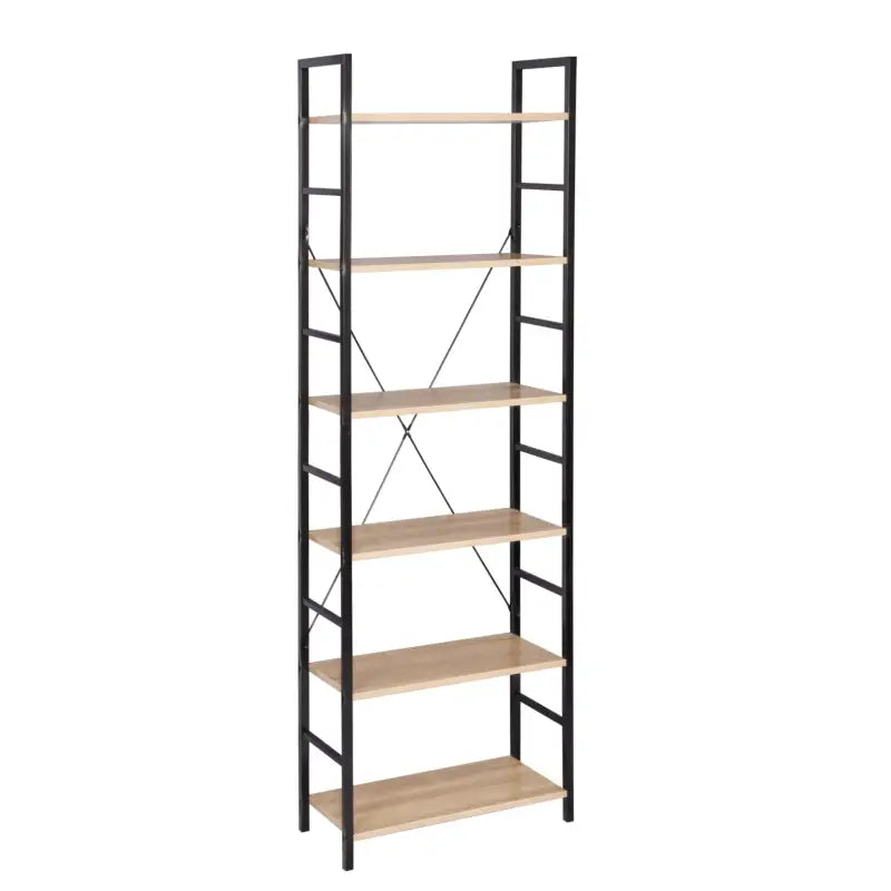 BukkitBow - Houten Planken met 6 Tiers - Boekenkast Garage Schuur Opbergrek - Multifunctioneel Organisator - 27,5x60x180cm