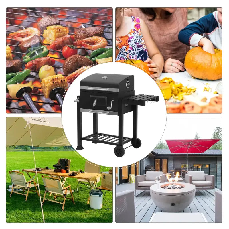 BukkitBow - Houtskoolbarbecue van Staal - met 2 Grillroosters - 113x45.5x100 cm - Verplaatsbaar