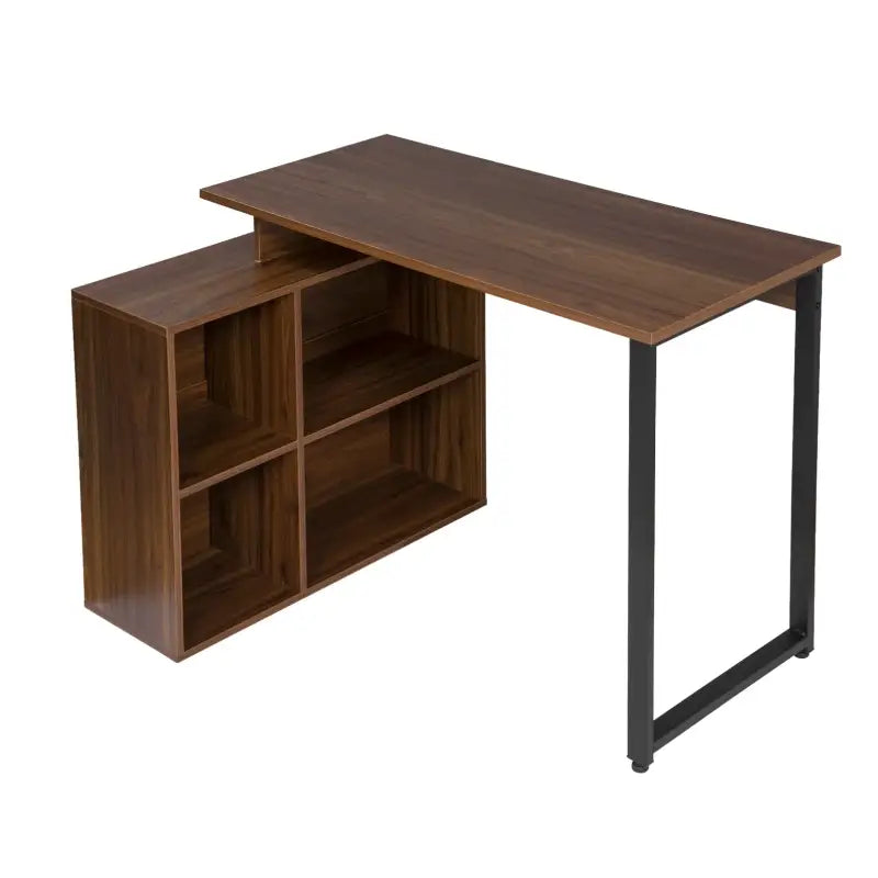 BukkitBow - Industriël Bureau met 4 Opbergvakken - Wit/Licht Eiken/Donker Beuken Hout - Multifunctioneel Design - 118x50cm