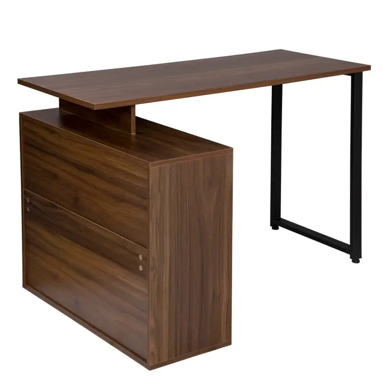 BukkitBow - Industriël Bureau met 4 Opbergvakken - Wit/Licht Eiken/Donker Beuken Hout - Multifunctioneel Design - 118x50cm