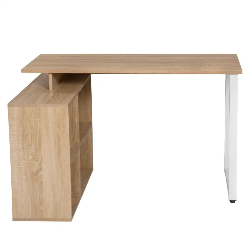 BukkitBow - Industriël Bureau met 4 Opbergvakken - Wit/Licht Eiken/Donker Beuken Hout - Multifunctioneel Design - 118x50cm