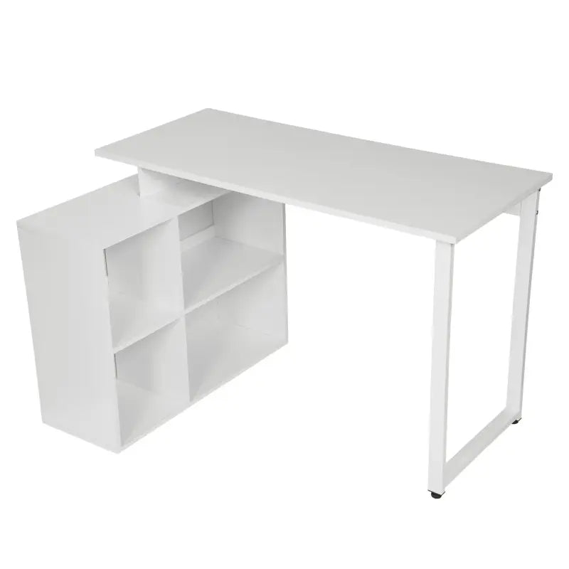 BukkitBow - Industriël Bureau met 4 Opbergvakken - Wit/Licht Eiken/Donker Beuken Hout - Multifunctioneel Design - 118x50cm