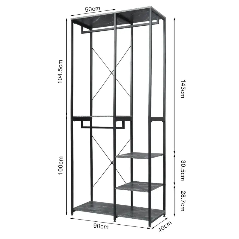BukkitBow - Industriële Kapstok met Grote Opslagcapaciteit - Betrouwbare Kwaliteit - Verstelbare Anti-slip Pootjes - 90x40x213CM