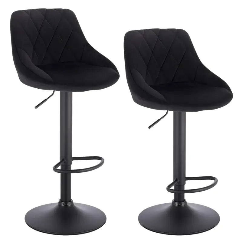 BukkitBow - Industriële Velvet Barkruk met Rugleuning en Verstelbare Zithoogte - Set van 2 Stuks - 60-82CM