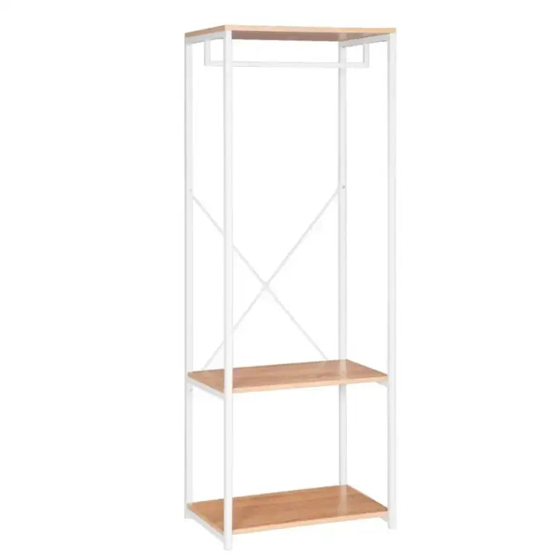 BukkitBow - Kapstok / Kledingrail - Staal en Hout - Inclusief 2 Opbergplanken - Max 20 kg voor Kledingrail - 60x40x167cm