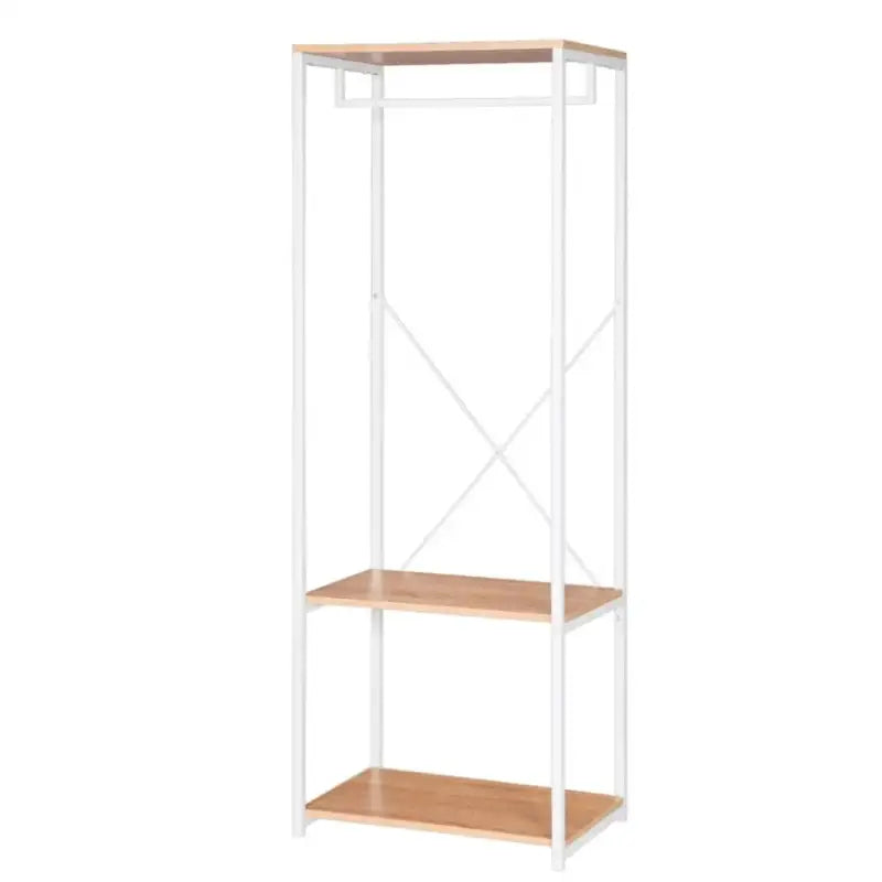 BukkitBow - Kapstok / Kledingrail - Staal en Hout - Inclusief 2 Opbergplanken - Max 20 kg voor Kledingrail - 60x40x167cm