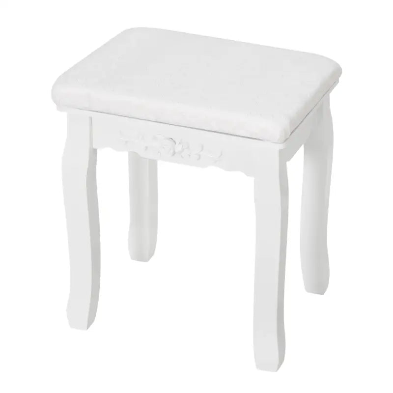 BukkitBow - Kaptafel / Make-up Tafel met Kruk en Hart Spiegel – Tafel met 2 Grote en 2 Kleine Laden - Inclusief Stoel / Kruk - 140X75X40CM