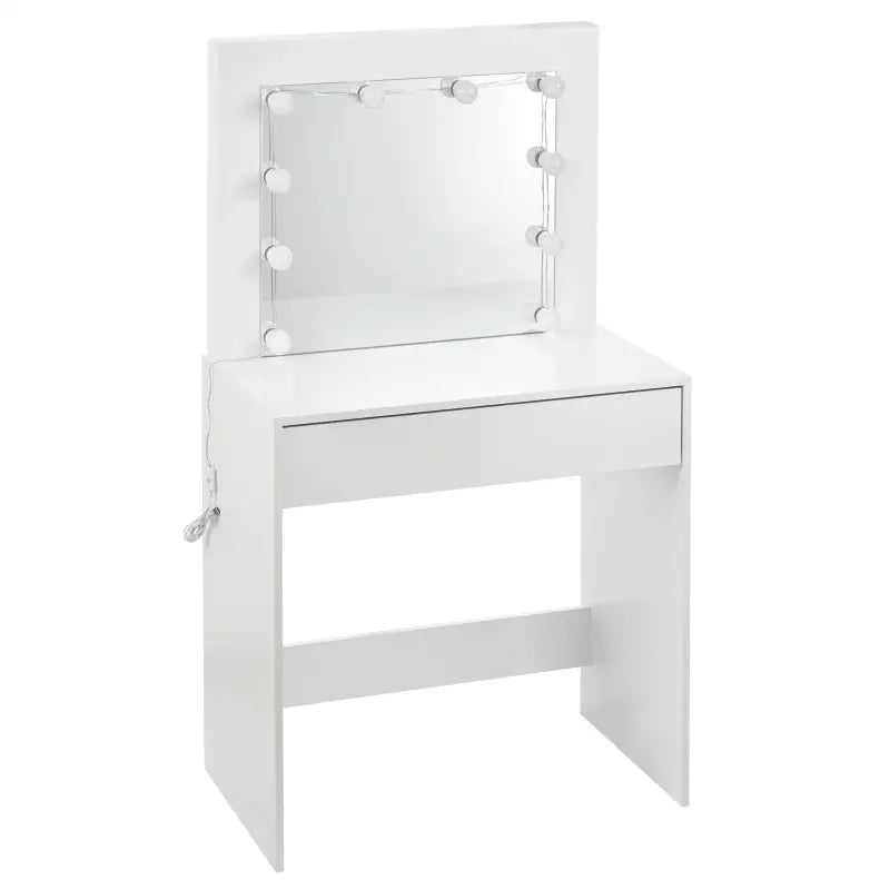 BukkitBow - Kaptafel met Grote Spiegel en LED Verlichting - MDF Vezelplaat E1 - Ruime Opslag - 80x40x140cm