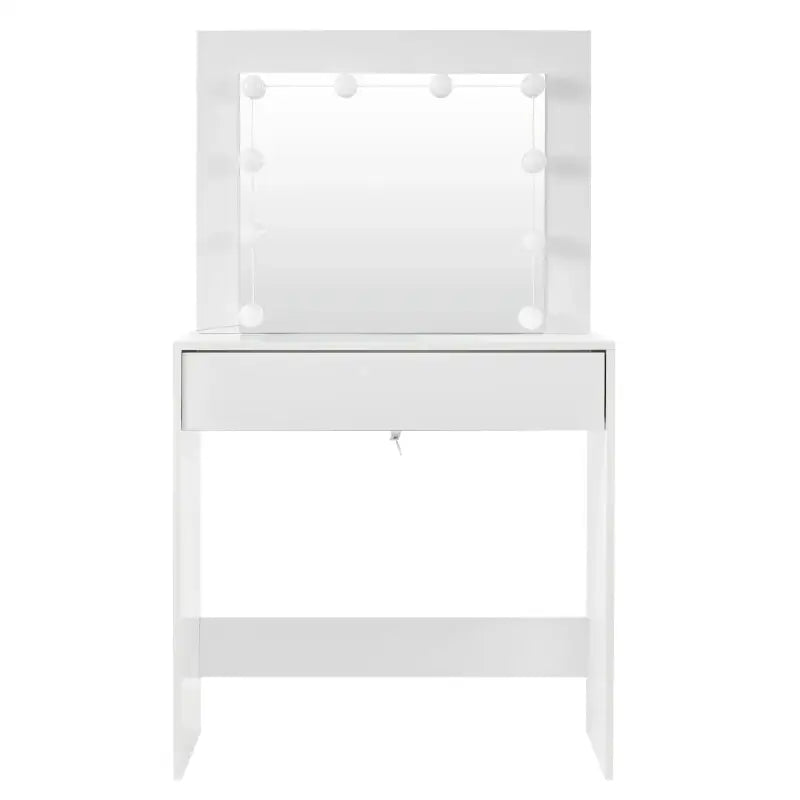 BukkitBow - Kaptafel met Grote Spiegel en LED Verlichting - MDF Vezelplaat E1 - Ruime Opslag - 80x40x140cm