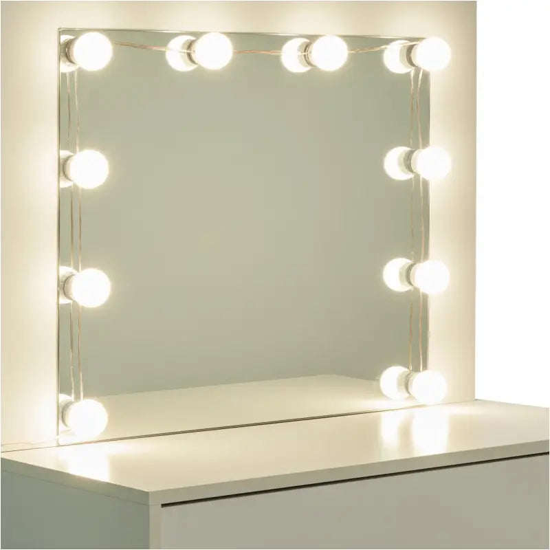 BukkitBow - Kaptafel met Grote Spiegel en LED Verlichting - MDF Vezelplaat E1 - Ruime Opslag - 80x40x140cm