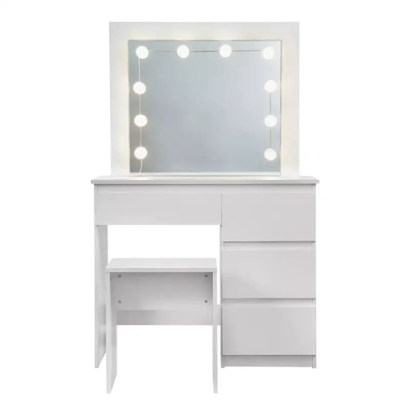 BukkitBow - Kaptafel Set met Kruk - Melamine Panelen - Inclusief Spiegel en LED Verlichting