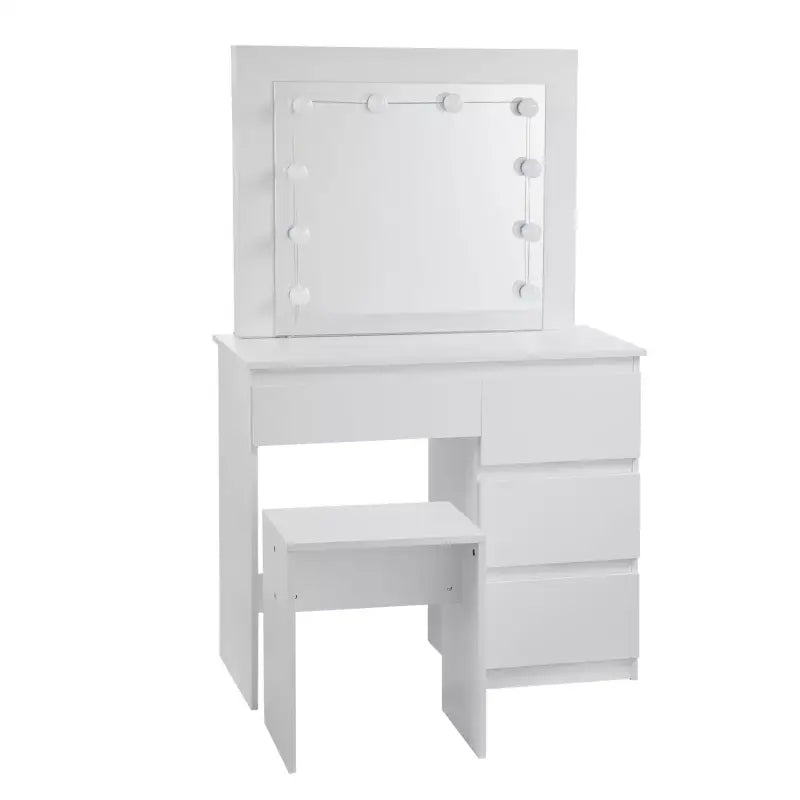 BukkitBow - Kaptafel Set met Kruk - Melamine Panelen - Inclusief Spiegel en LED Verlichting